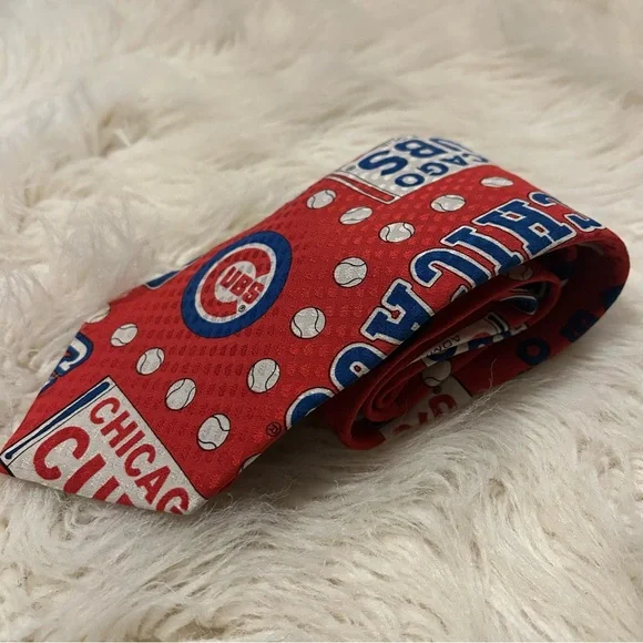 VTG 1992 RM Style Chicago Cubs Ralph Marlin Silk Neck Tie R/W/B Admit One - Picture 2 of 12